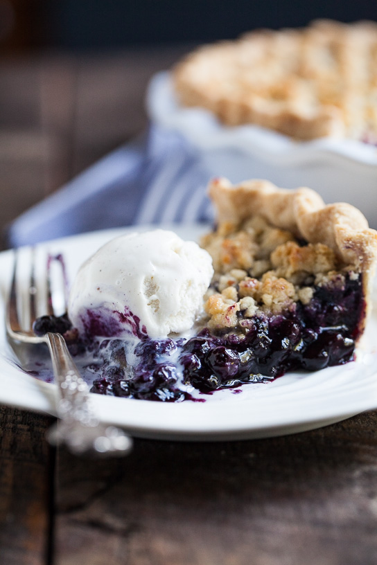 Wild Blueberry Pie with Almond Oat Crumble