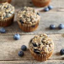 whole wheat blueberry banana muffins