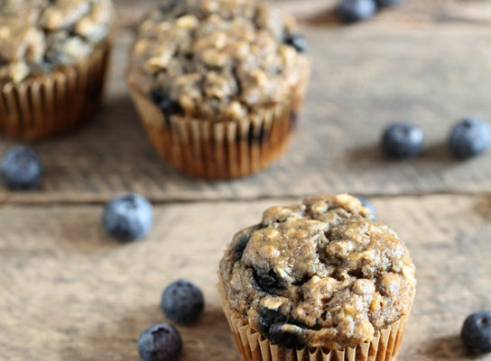 whole wheat blueberry banana muffins