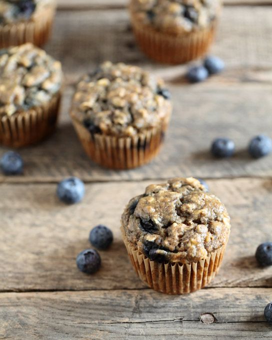 whole wheat blueberry banana muffins