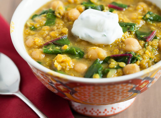 Curried Red Lentils with Swiss Chard