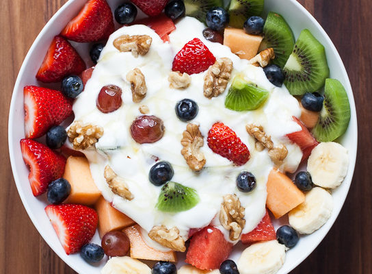 Fruit, Nut, and Honey Yogurt Bowl