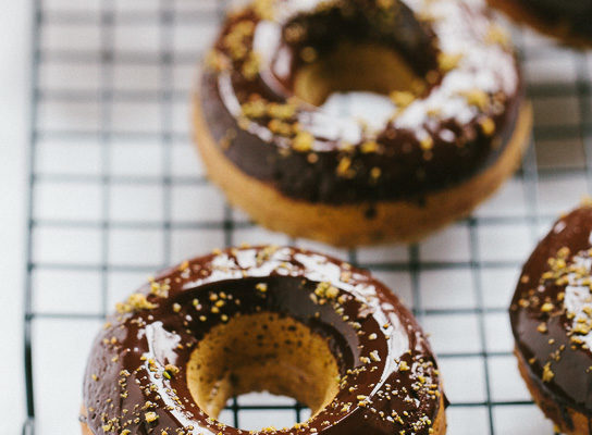 Pistachio Almond Baked Donuts | Gather & Dine