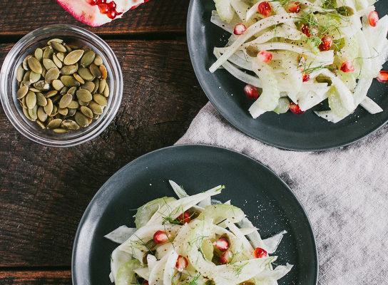 Fennel Celery Salad {with Pumpkin Seeds and Pomegranate} | Gather & Dine