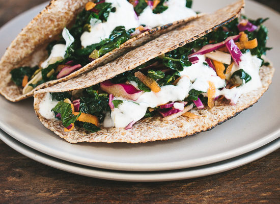 Kale Salad Tortillas with Za'atar Yogurt | Gather & Dine