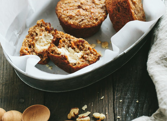 Carrot Banana Muffins {with honey cream cheese} | Gather & Dine