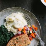 Roasted Vegetable Turkey Meatloaf with Mustard Mashed Potatoes