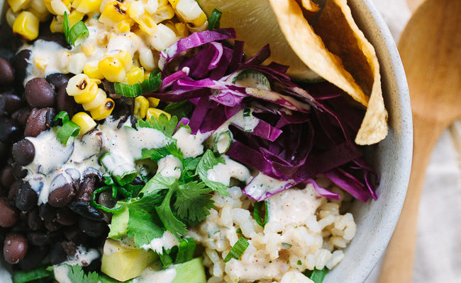 Southwestern Rice Bowls with Chipotle Ranch Dressing