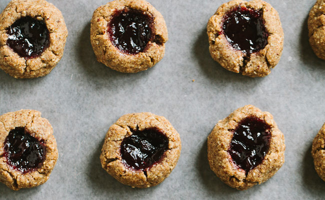 Cherry Hazelnut Thumbprint Cookies