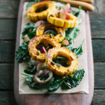 Roasted Delicata Squash with Baby Kale and Balsamic Molasses Vinaigrette