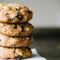 Dark Chocolate Chunk Spelt Cookies with Hazelnuts and Cherries