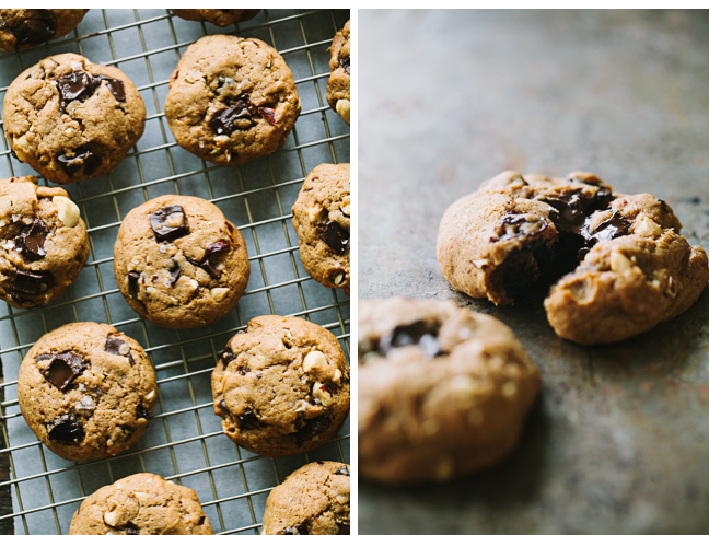 Dark Chocolate Chunk Spelt Cookies with Hazelnuts and Cherries