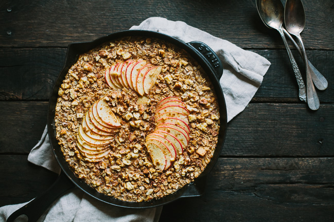 Apple Raisin Walnut Baked Oatmeal with Barley and Rye