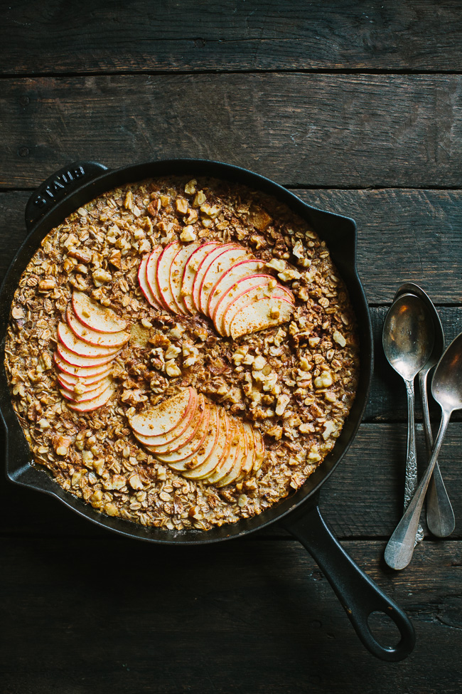 Apple Raisin Walnut Baked Oatmeal with Barley and Rye