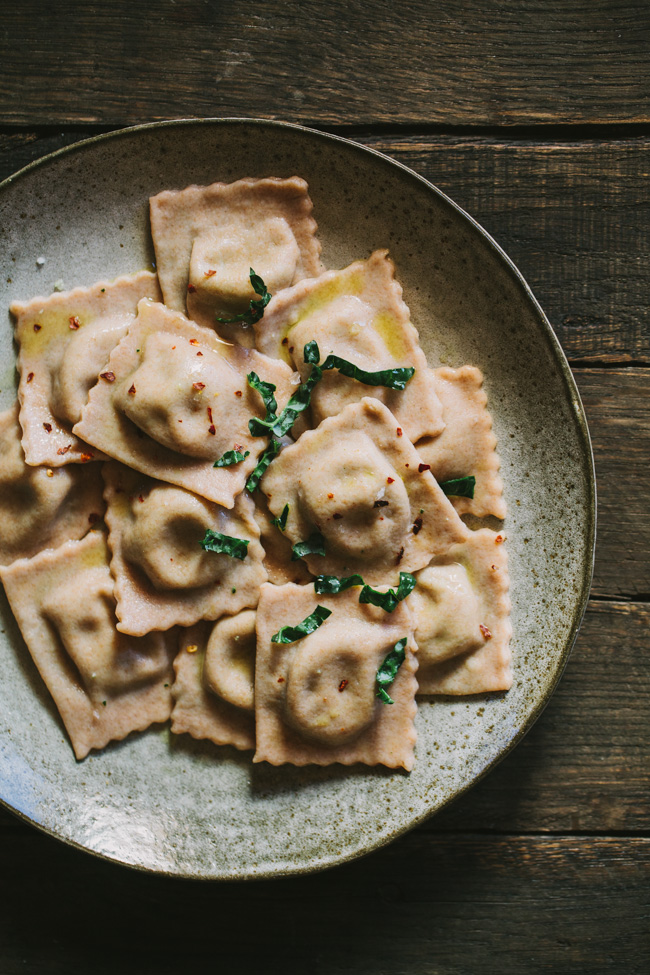 Kale Pesto Spelt Ravioli