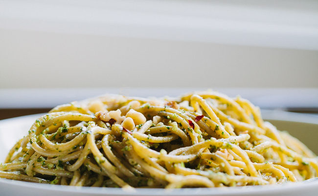 Garlic Scape Kale Pesto Pasta