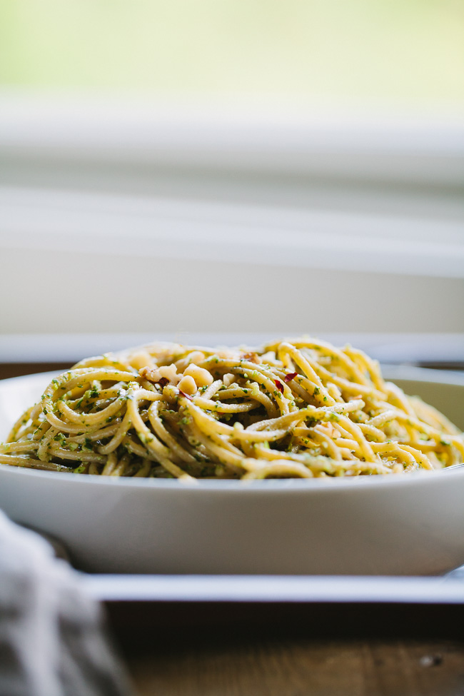 Garlic Scape Kale Pesto Pasta