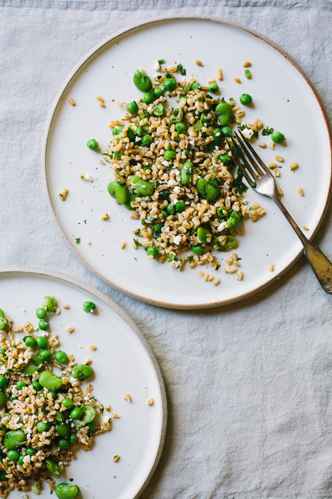 Farro Salad with Fava Beans and English Peas