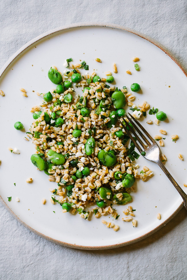 Farro Salad with Fava Beans and English Peas