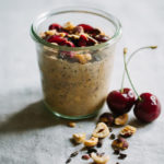 Cocoa Hazelnut Overnight Oats with Sweet Cherries