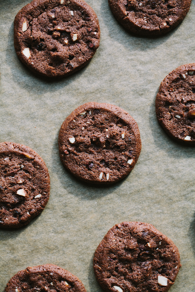 Chocolate Almond Spelt Cookies