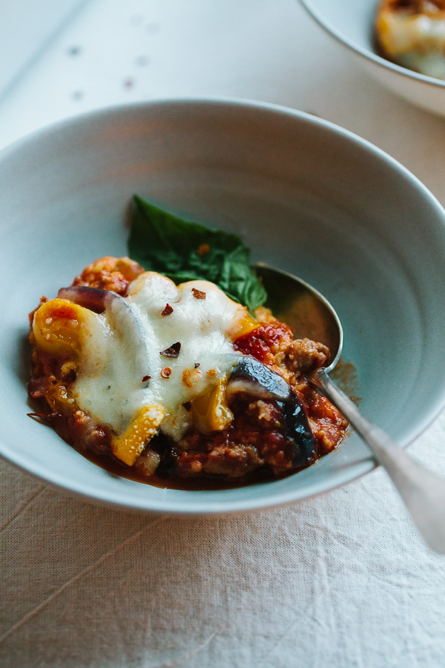 Sausage and Peppers Polenta Bake