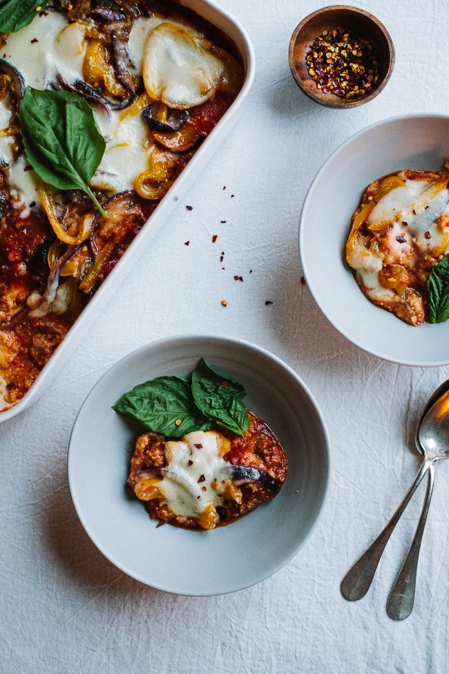 Sausage and Peppers Polenta Bake