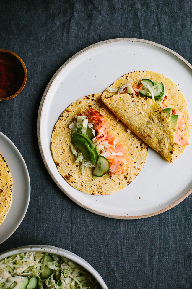 Chipotle Roasted Salmon Tacos