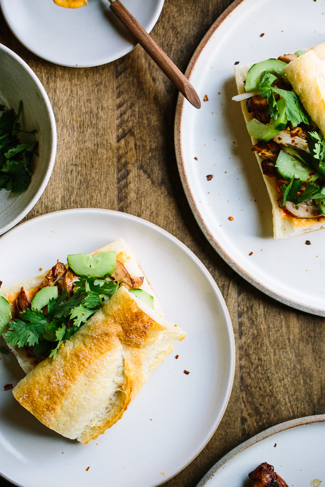 Korean-Style Chicken Cucumber Sandwiches with Gochujang Mayo