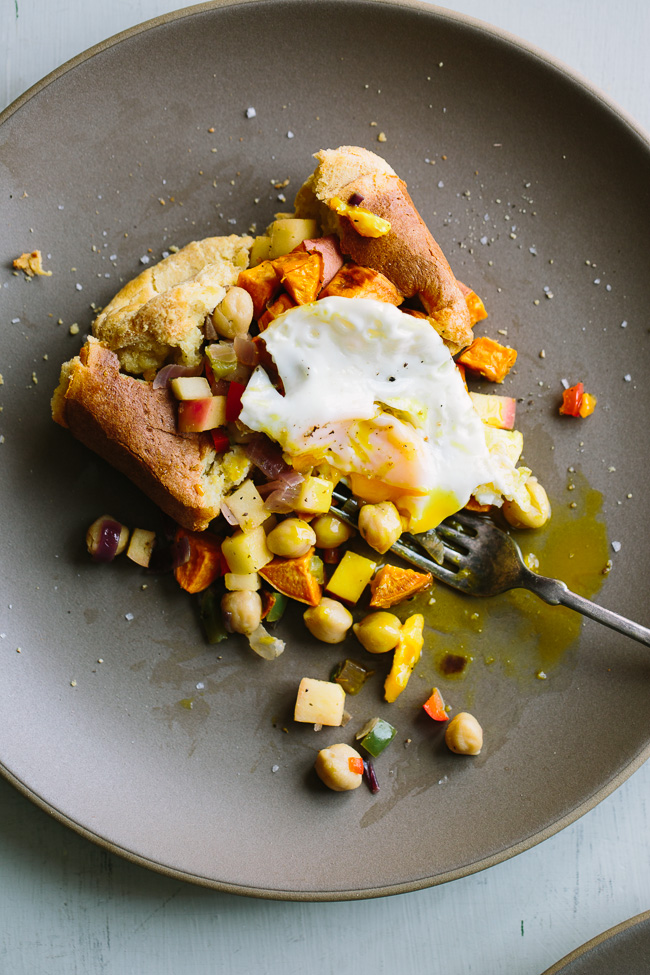 Popover with Sweet Potato Chickpea Hash