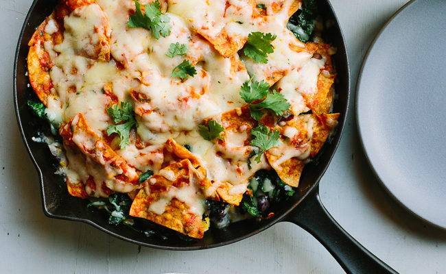 Baked Black Bean Chilaquiles Casserole