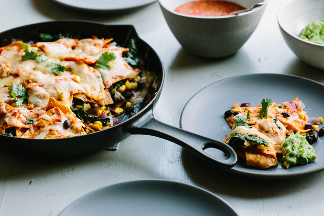 Baked Black Bean Chilaquiles Casserole