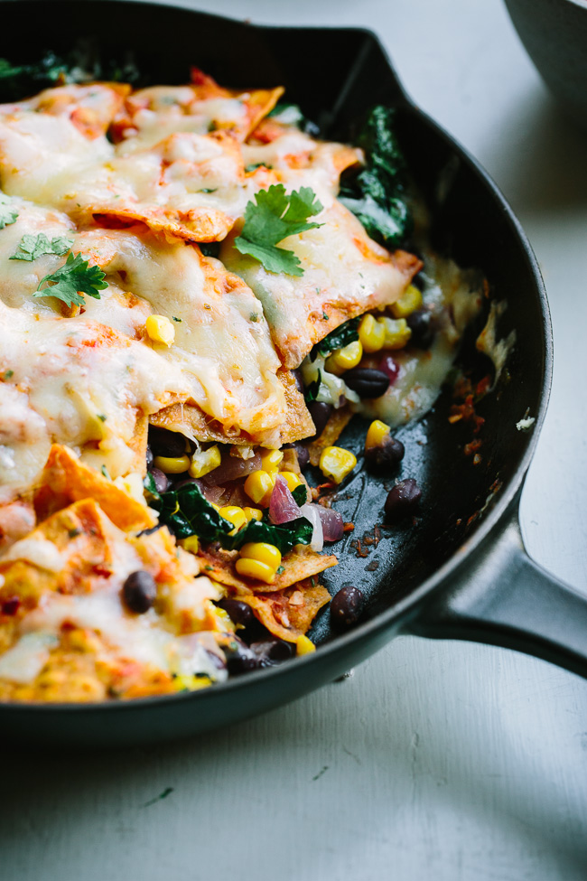 Baked Black Bean Chilaquiles Casserole