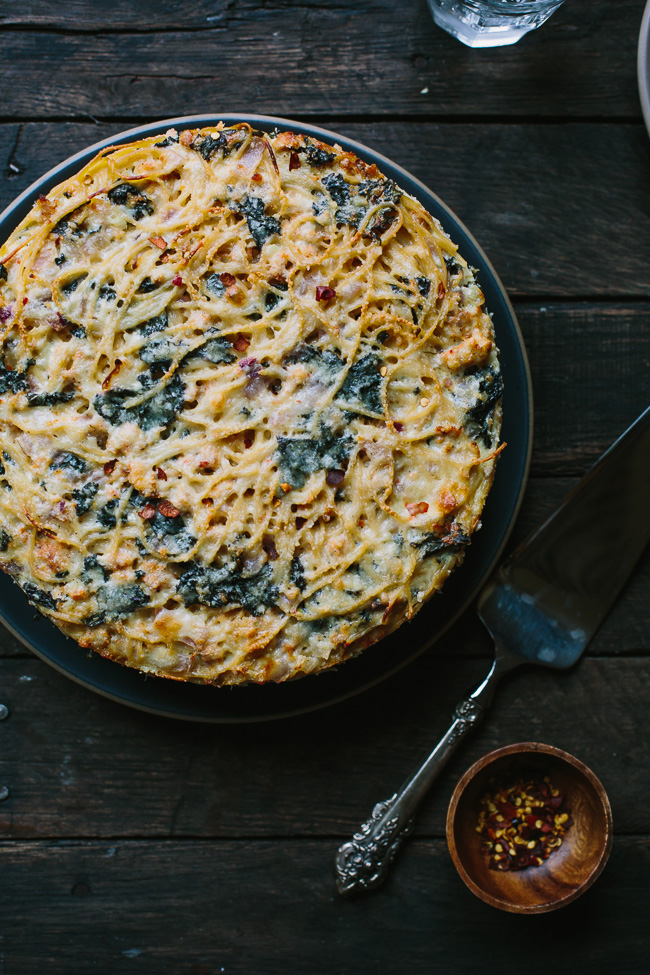 Sausage and Kale Spaghetti Pie