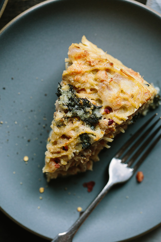 Sausage and Kale Spaghetti Pie