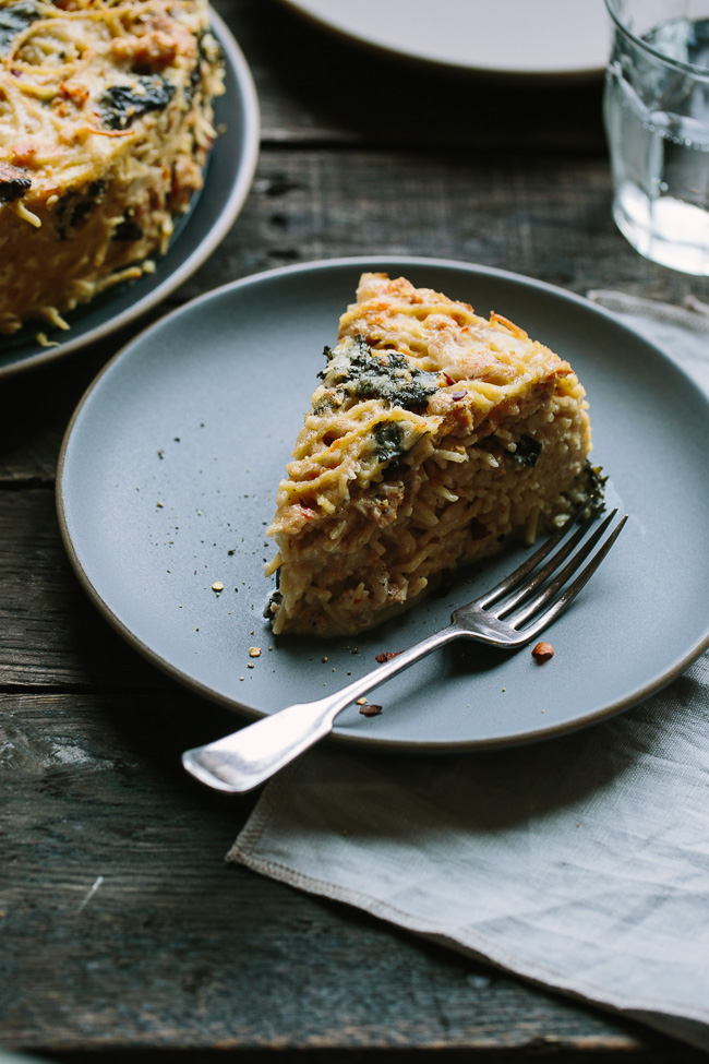 Sausage and Kale Spaghetti Pie