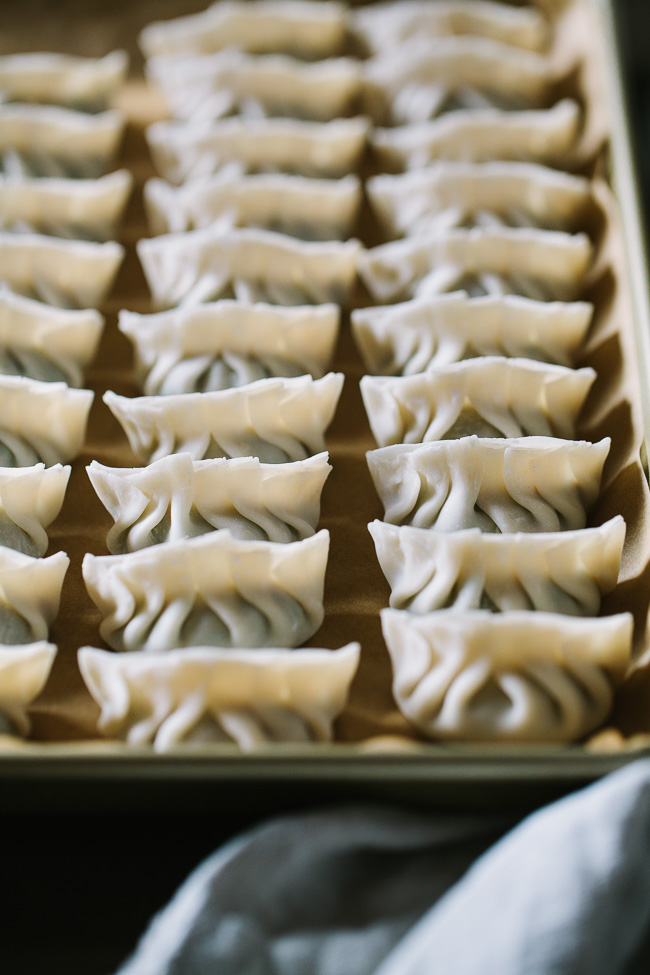 Pork, Chard, and Chive Dumplings + a wrapping tutorial